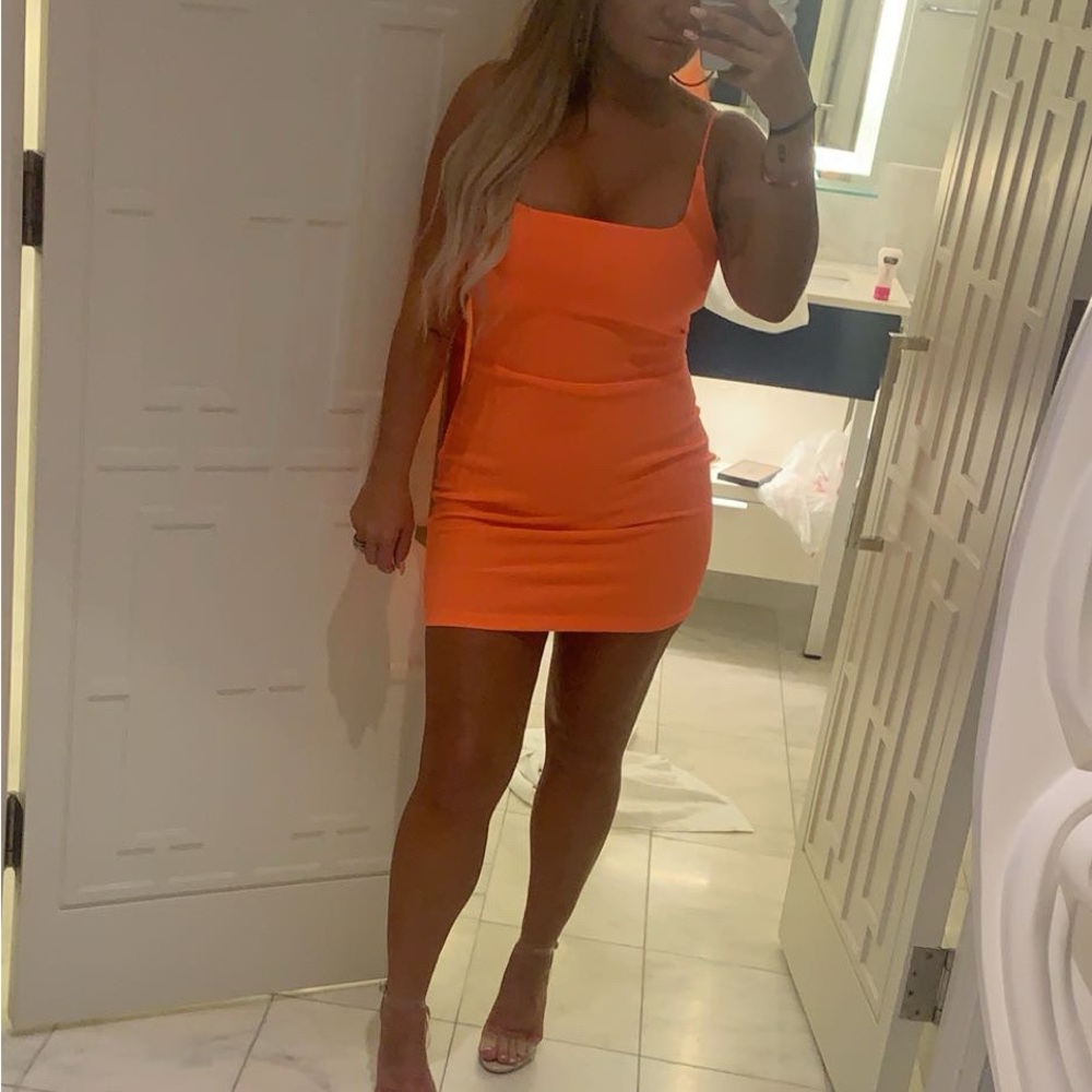 Orange Sleeveless Mini Dress